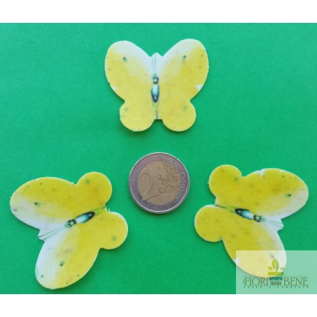 Farfalla 4.5 cm gialla in cartoncino piantabile